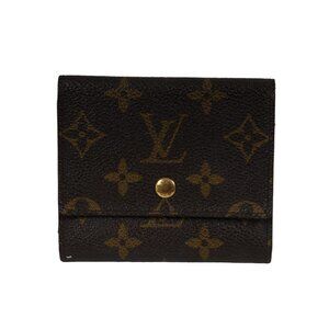 Louis Vuitton LV Monogram Elise Card Holder Bifold Wallet Brown Tan Lv Button